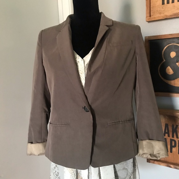 LOFT Brown Silky Blazer Single Button 8 Petite - Picture 4 of 6
